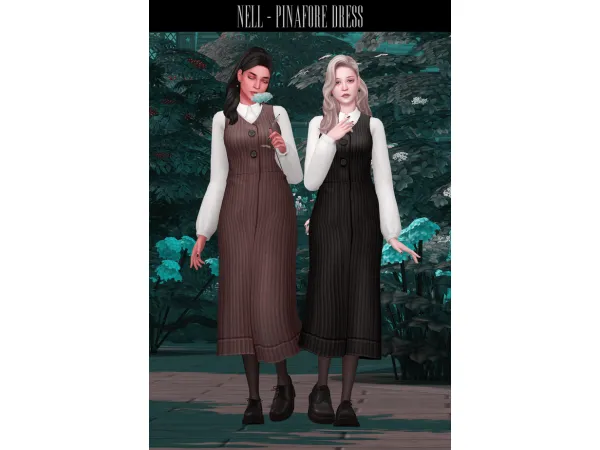 Maxis Match Pinafore Dress by Nell - The Sims 4 Custom Content