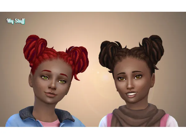 Maxis Match Buns Dreads for Girls by Kiara Zurk - The Sims 4 Custom Content