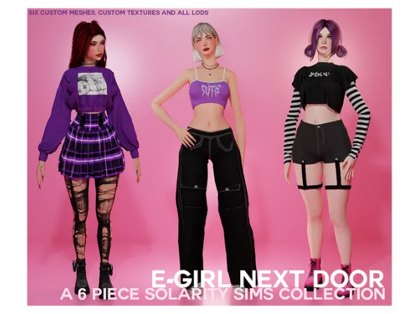 Alpha eGirl Nextdoor 6 Piece Collection by Solarity Sims - The Sims 4 Custom Content