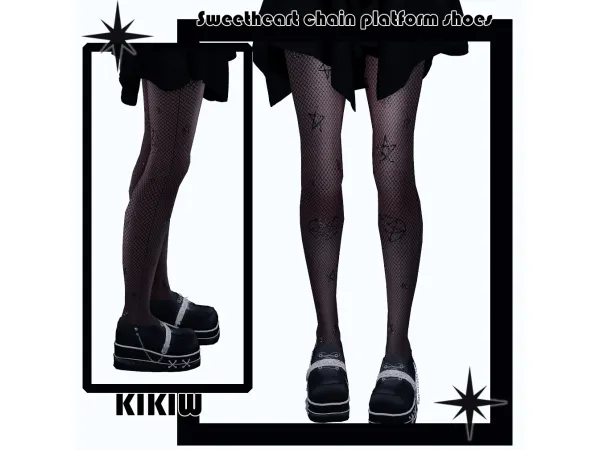 Alpha [KIKIW]Sweetheart chain platform shoes by KIKIW - The Sims 4 Custom Content