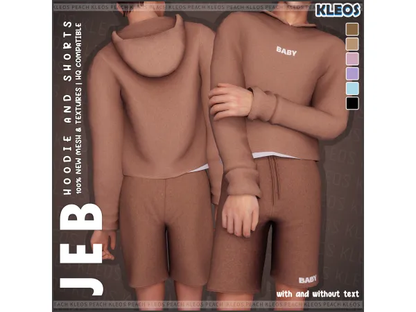 Alpha PEACH Jeb Hoodie Shorts by Kleos Sims - The Sims 4 Custom Content