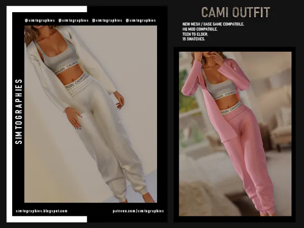 Alpha Cami Outfit - The Sims 4 Custom Content