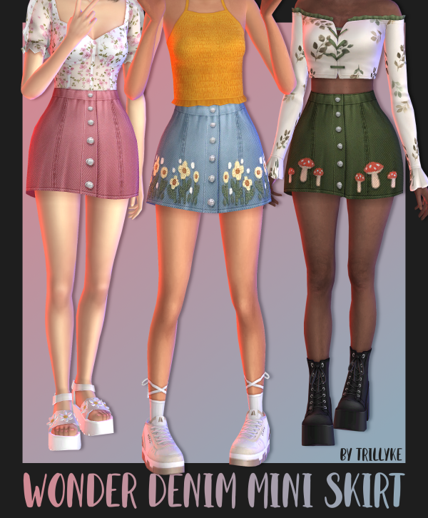 Maxis Match Wonder Denim Mini Skirt by simsfinds - The Sims 4 Custom Content