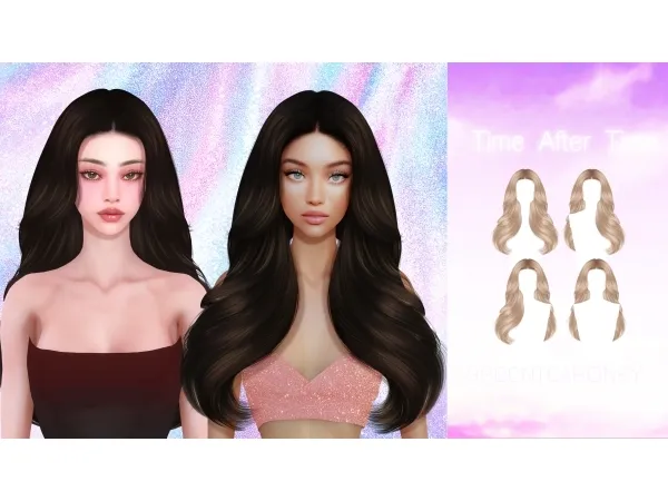 Alpha Time After Time Hairstyle by GreenteaHoney - The Sims 4 Custom Content