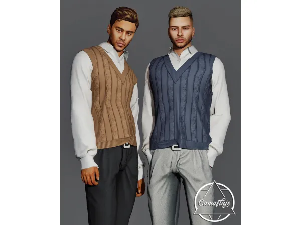Alpha History Academia (Male) Shirt Vest by Camuflaje - The Sims 4 Custom Content