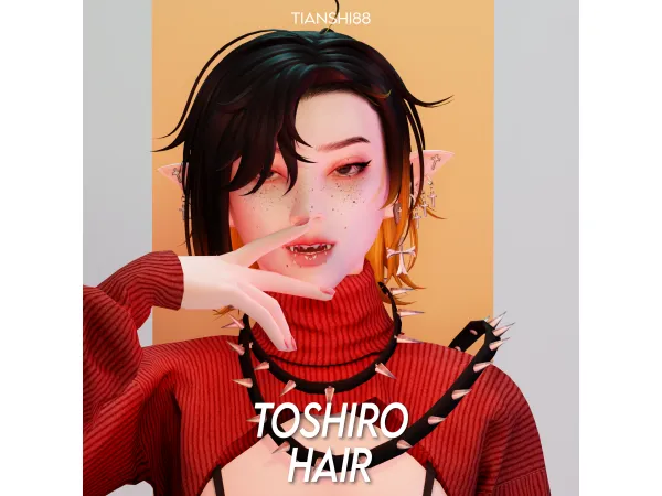 Maxis Match TOSHIRO HAIR by TIANSHI - The Sims 4 Custom Content