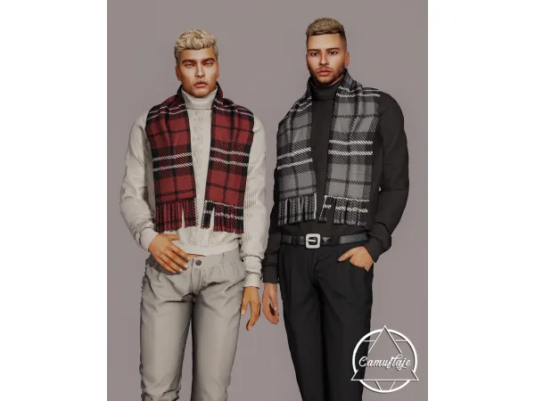 Alpha History Academia (Male) Sweater Scarf by Camuflaje - The Sims 4 Custom Content