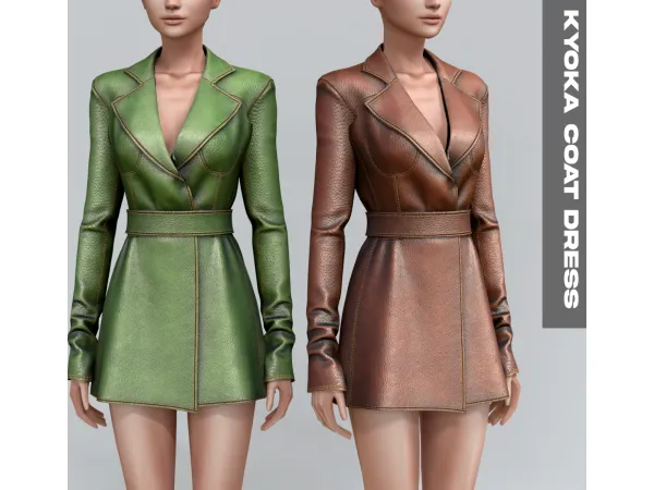 Alpha Kyoka Coat Dress by Belaloallure - The Sims 4 Custom Content