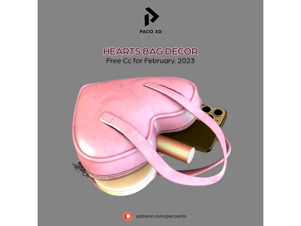 Alpha Hearts Bag Full Deco by Pacosims - The Sims 4 Custom Content