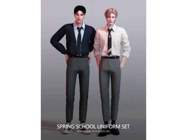 Alpha Spring School Uniform Set - The Sims 4 Custom Content