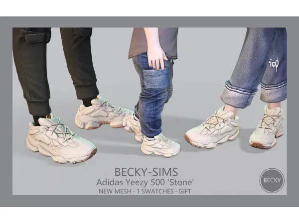 Alpha BECKYSIMS Adidas Yeezy 500 'Stone' by BeckySims - The Sims 4 Custom Content