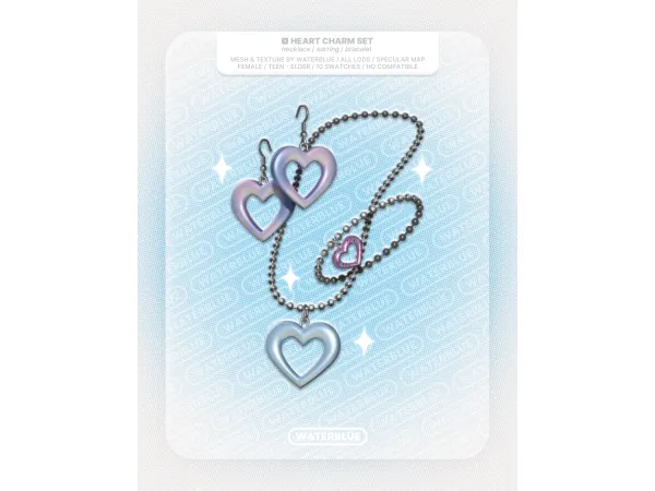 Alpha HEART CHARM SET by WATERBLUE - The Sims 4 Custom Content