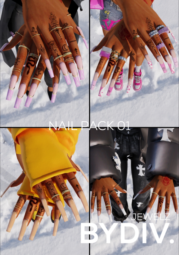 Alpha NAIL PACK 01 [BYDIV] by simsfinds - The Sims 4 Custom Content