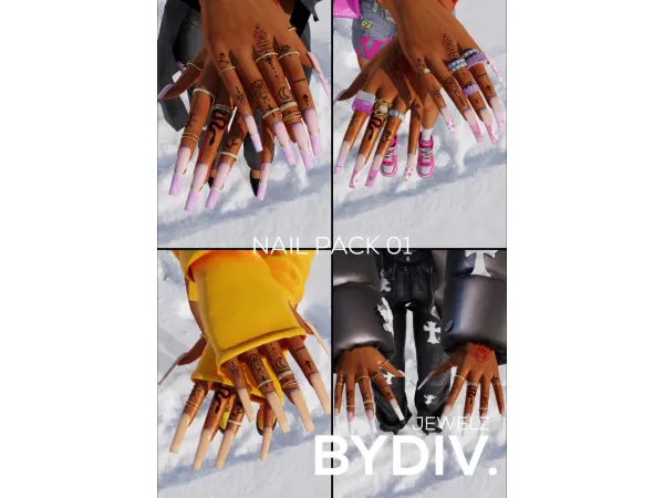 Alpha NAIL PACK 01 [BYDIV] - The Sims 4 Custom Content