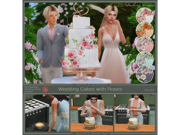 Maxis Match Wedding Cakes with Roses by Somik and Severinka - The Sims 4 Custom Content