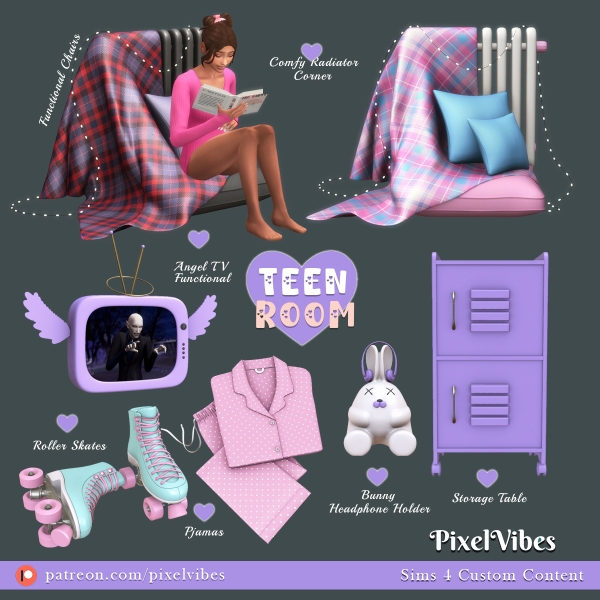 Alpha Teen Room by pixelvibes - The Sims 4 Custom Content