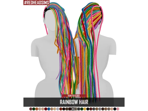 RAINBOW HAIR by Redhead Sims CC
