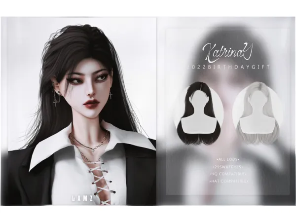 Alpha Katrina Hair by LAMZ - The Sims 4 Custom Content