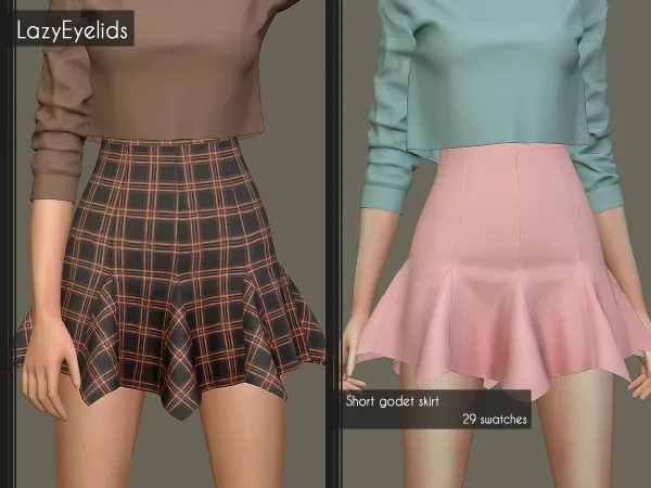 Alpha Short godet skirt - The Sims 4 Custom Content