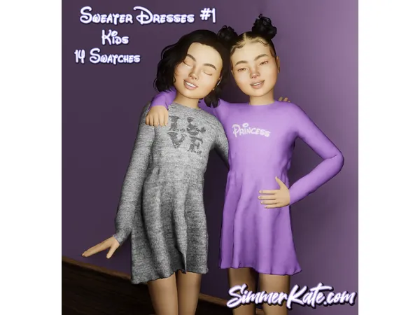 Alpha kids Sweater Dresses 1 - The Sims 4 Custom Content