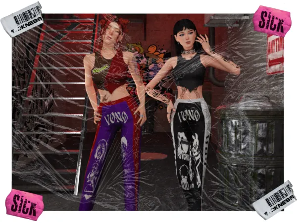 Alpha PANT VONOSYCKO24 AND CRY TOP - The Sims 4 Custom Content