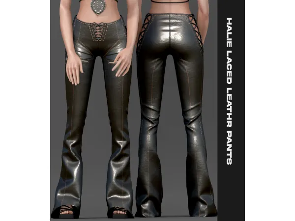 Alpha halie Laced leather pants by belaloallure - The Sims 4 Custom Content