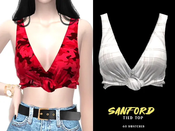 Alpha Sanford Tied Top - The Sims 4 Custom Content