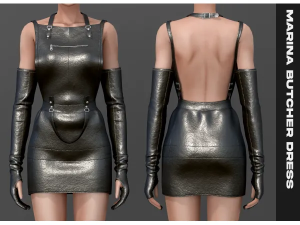 Alpha Marina butcher dress by Belaloallure - The Sims 4 Custom Content