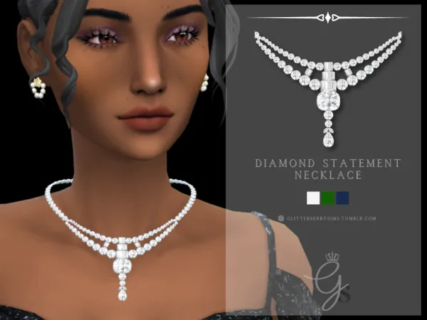 Mix Diamond Statement Necklace by Glitterberry Sims - The Sims 4 Custom Content