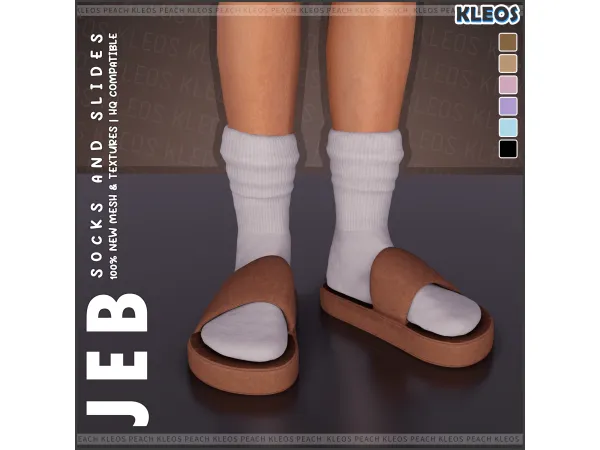 Alpha PEACH Jeb Socks and Slides by Kleos Sims - The Sims 4 Custom Content