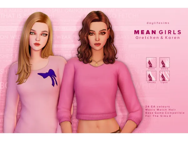 Maxis Match MEAN GIRLS SET Gretchen Karen by Daylife Sims - The Sims 4 Custom Content