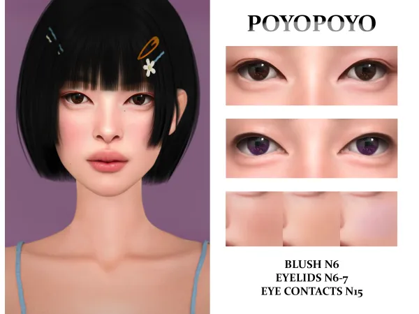 Alpha Eyelids N6 7 EYE CONTACTS N15 BLUSH N6 by PoyoPoyo - The Sims 4 Custom Content