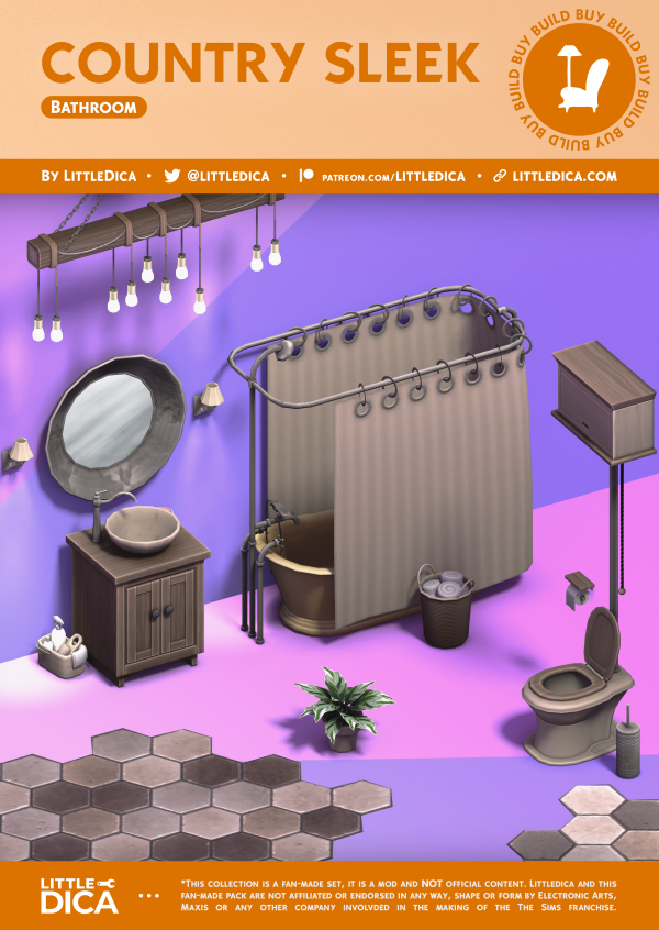 Maxis Match Country Sleek Bathroom Mini Collection by simsfinds - The Sims 4 Custom Content