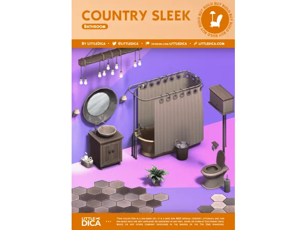Maxis Match Country Sleek Bathroom Mini Collection by littledica - The Sims 4 Custom Content