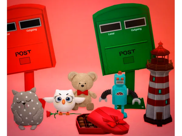 Mix DECORATIVE (7 ITEMS)Happy Valentines Day by Jennifer Jennisims - The Sims 4 Custom Content