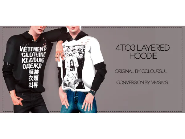 4to3 Layered Hoodie by VMSims - The Sims 3 Custom Content