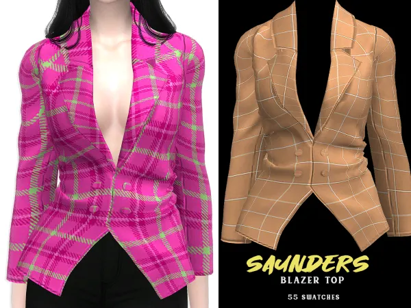 Alpha Saunders Blazer Top - The Sims 4 Custom Content