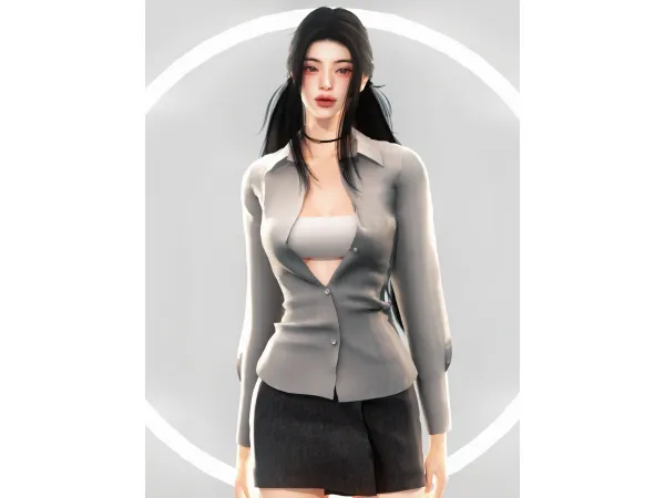 Alpha Slouchy Waistline Shirt Skirt by Chih - The Sims 4 Custom Content