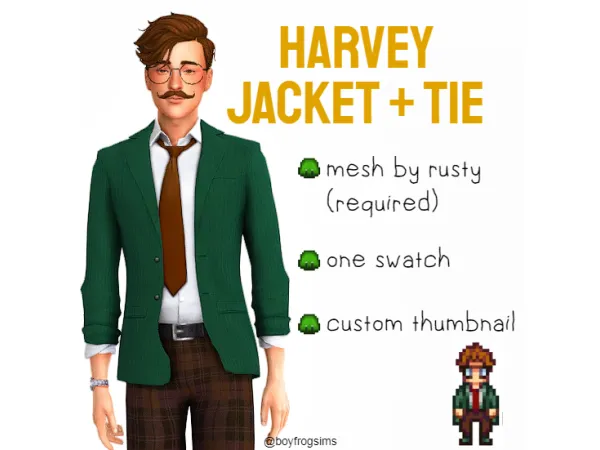 Maxis Match stardew valley sims harvey by boyfrogsims - The Sims 4 Custom Content