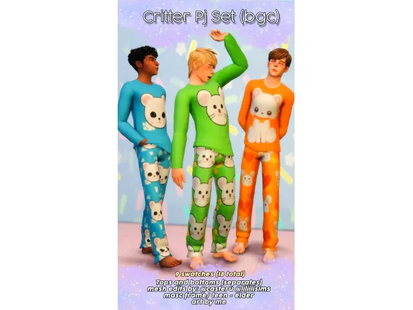 Maxis Match Critter Pjs Set (tops bottoms) by CreamLatteDream - The Sims 4 Custom Content