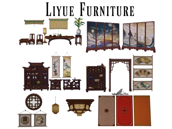 Maxis Match Liyue furniture Auditore by Natalia - The Sims 4 Custom Content