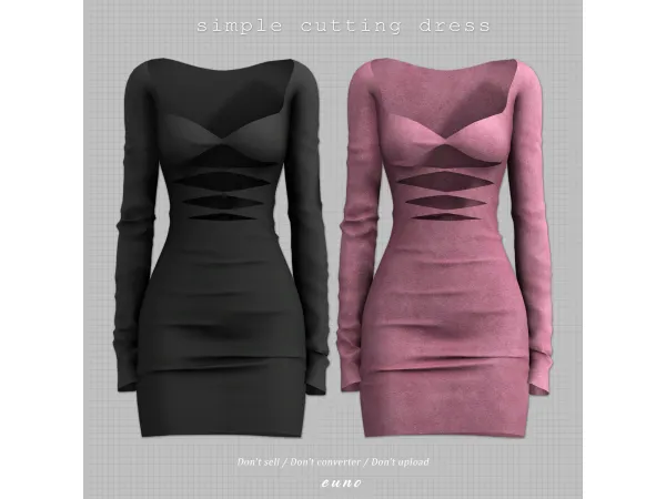 Alpha simple cutting dress by euno sims - The Sims 4 Custom Content