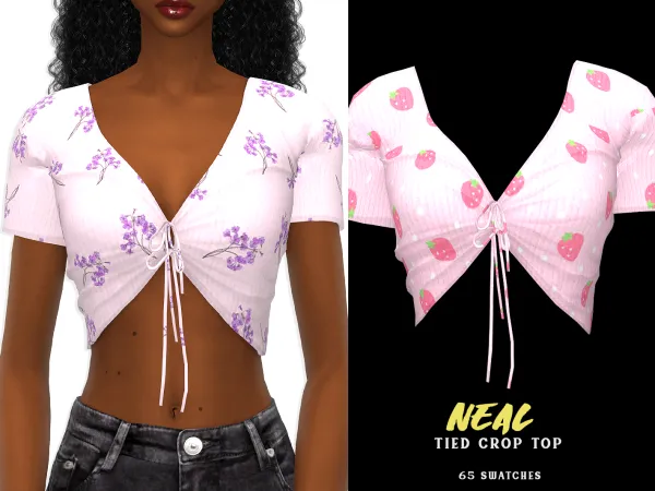 Alpha Neal Tied Crop Top - The Sims 4 Custom Content