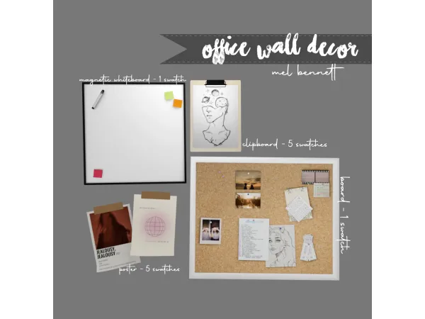Mix Office Wall Decor - The Sims 4 Custom Content