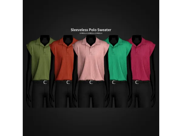 Alpha Sleeveless Polo Sweater by gorillax3 - The Sims 4 Custom Content