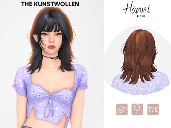 Maxis Match Hanni Hair by [THE_KUNSTWOLLEN] - The Sims 4 Custom Content