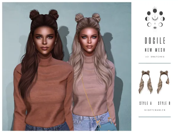 Alpha nightcrawler docile hair - The Sims 4 Custom Content