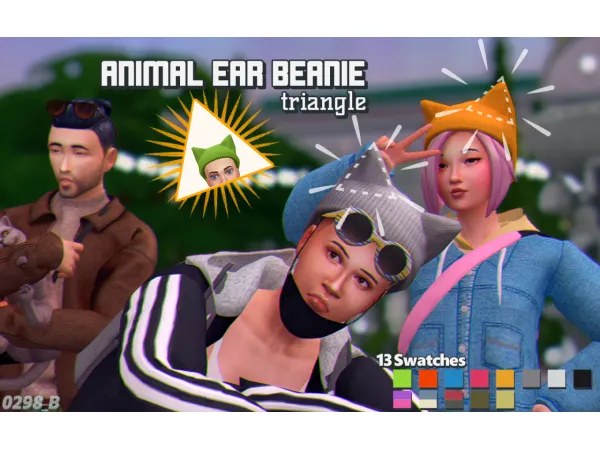 Maxis Match ANIMAL EAR BEANIE TRIANGLE - The Sims 4 Custom Content