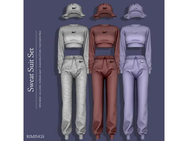 Alpha [RIMINGS] Sweat Suit Set by RIMINGS - The Sims 4 Custom Content