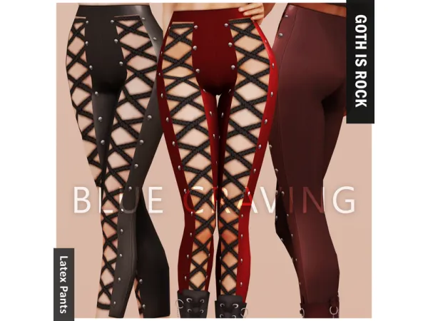 Mix Blue Craving Goth Latex Pants - The Sims 4 Custom Content